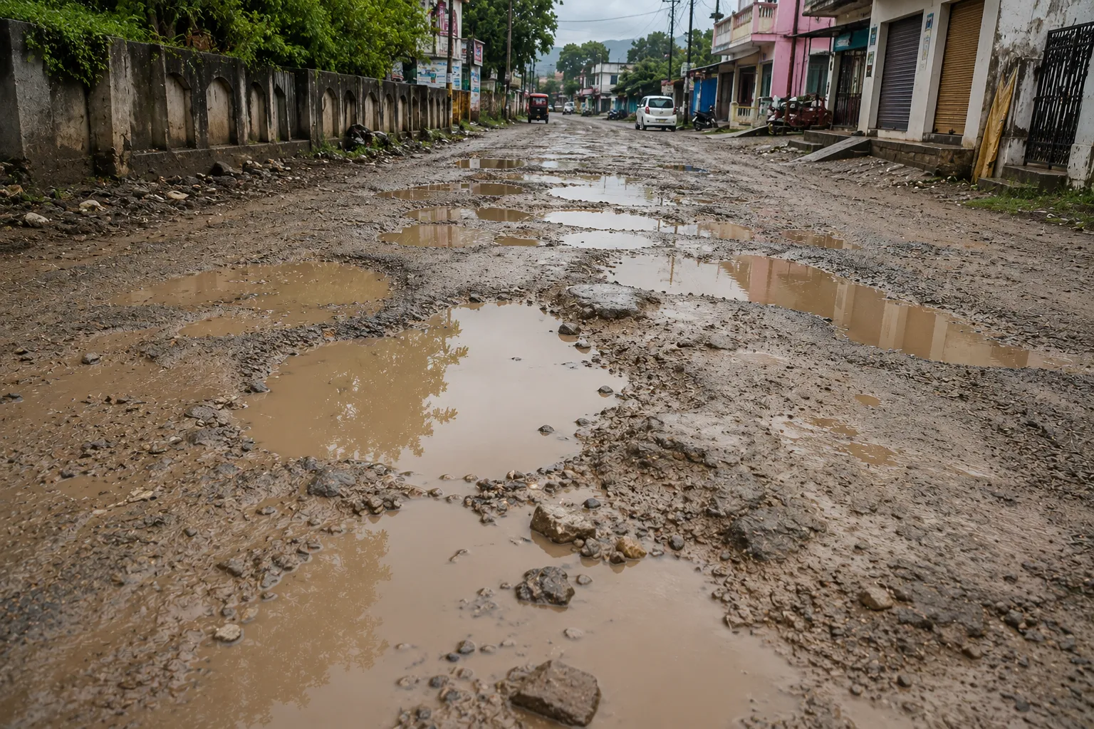 Bizarre Road Repairs in Pali: Municipal Council Uses Mud-Mixed Gravel to Fill Potholes, Turning Streets into a Messy 'Mud-Trap'