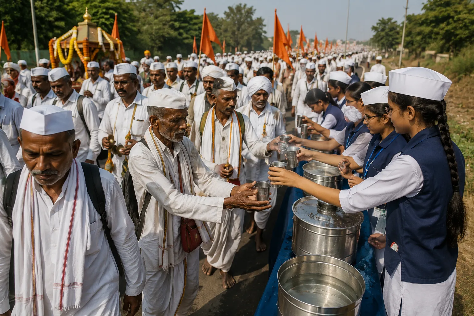 Emotional Tribute at Wari 2026: 'Give Us Back Our Lost Vitthal,' Ajitdada Remembered as Students Serve Water to Warkaris