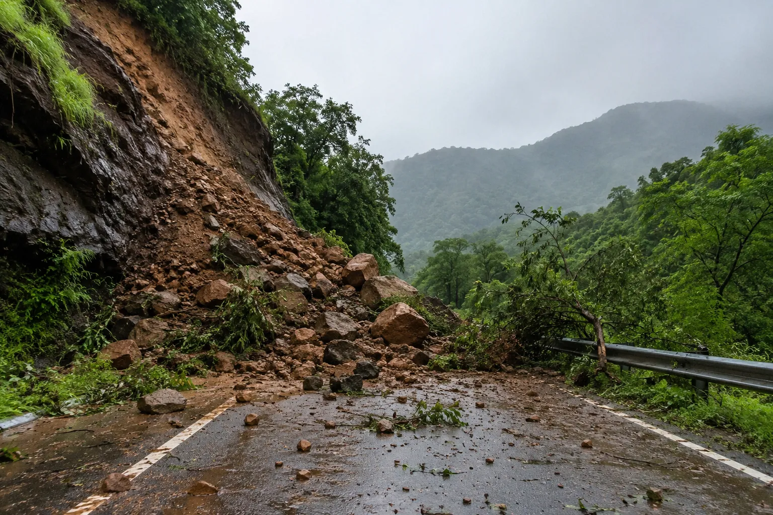 Landslide at Gohe Khurd Shuts Manchar–Bhimashankar Road