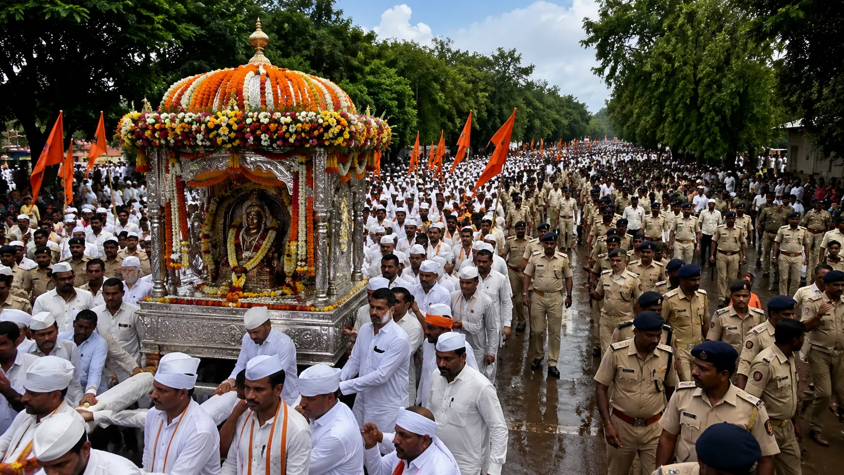 Dnyaneshwar Mauli Palkhi Arrives in Satara: Massive Security Deployment of 1,300 Home Guards and 300 Volunteers