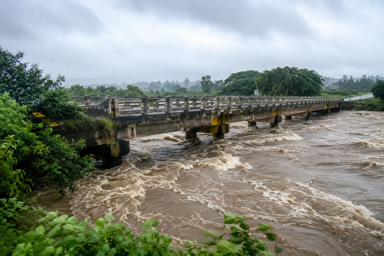 Pune: Bhima and Bhama Rivers in Spate; Shelpimpalgaon Bridge