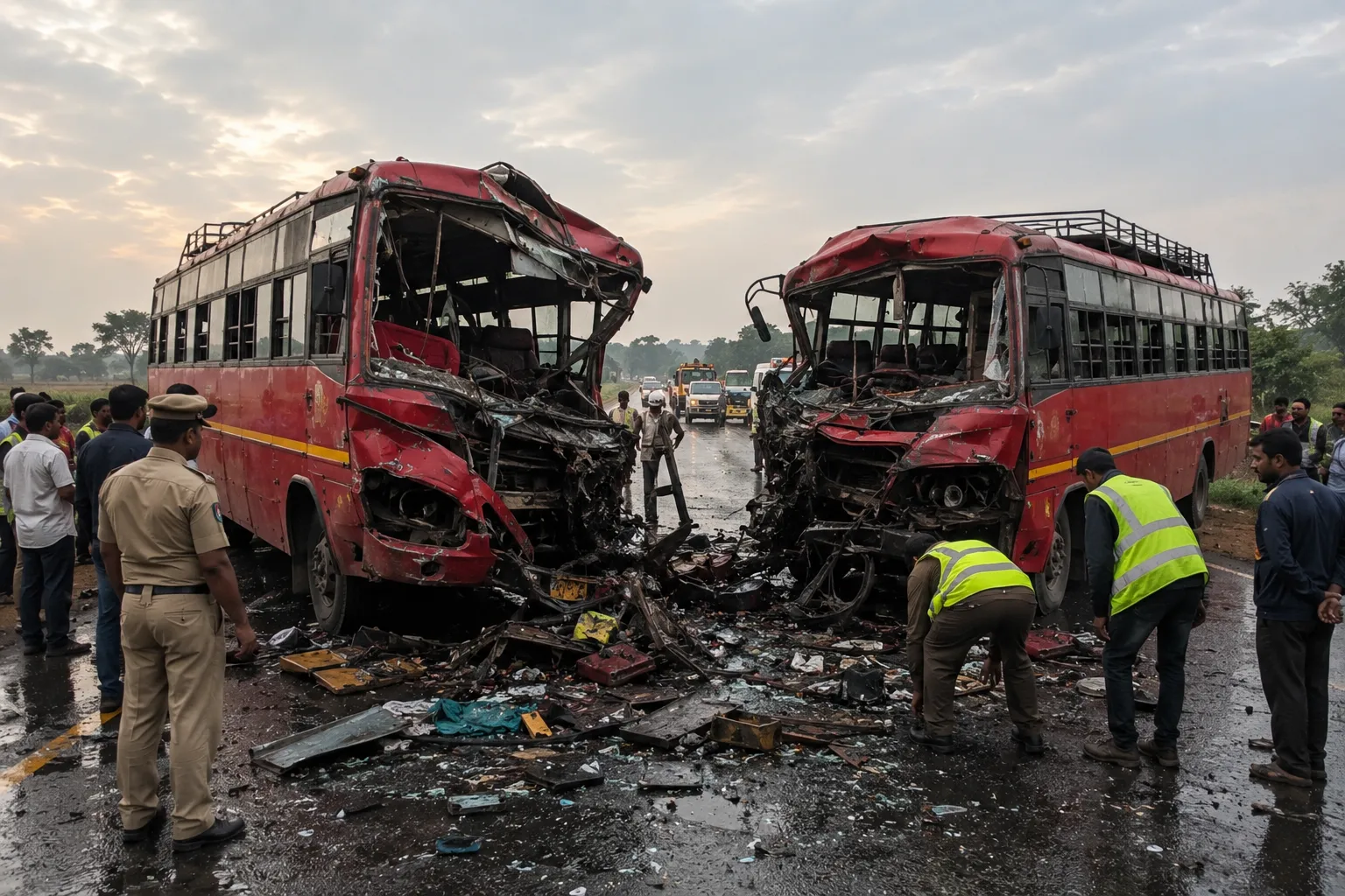 Two ST Buses Crash Head-On, 30 Passengers Including Students Injured