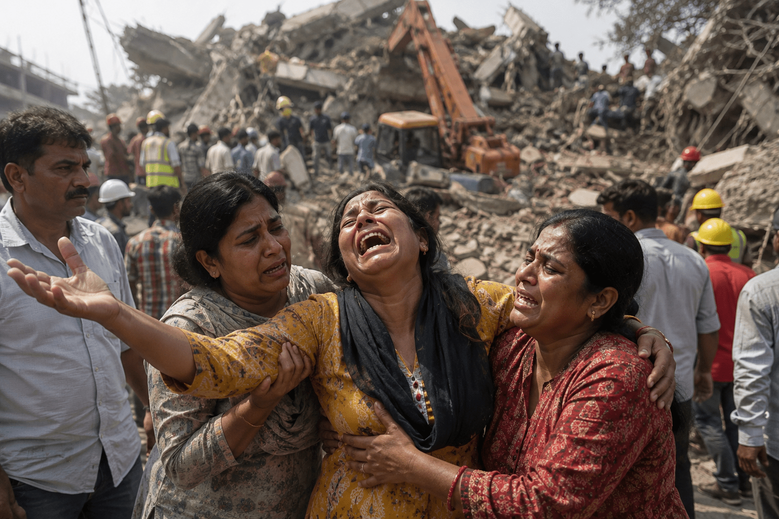 Heartbreaking Wails in Pune: "Give Me My Son or Bury Me Under the Rubble Too!" – Relatives in Agony After Horrific Moshi Structure Collapse!