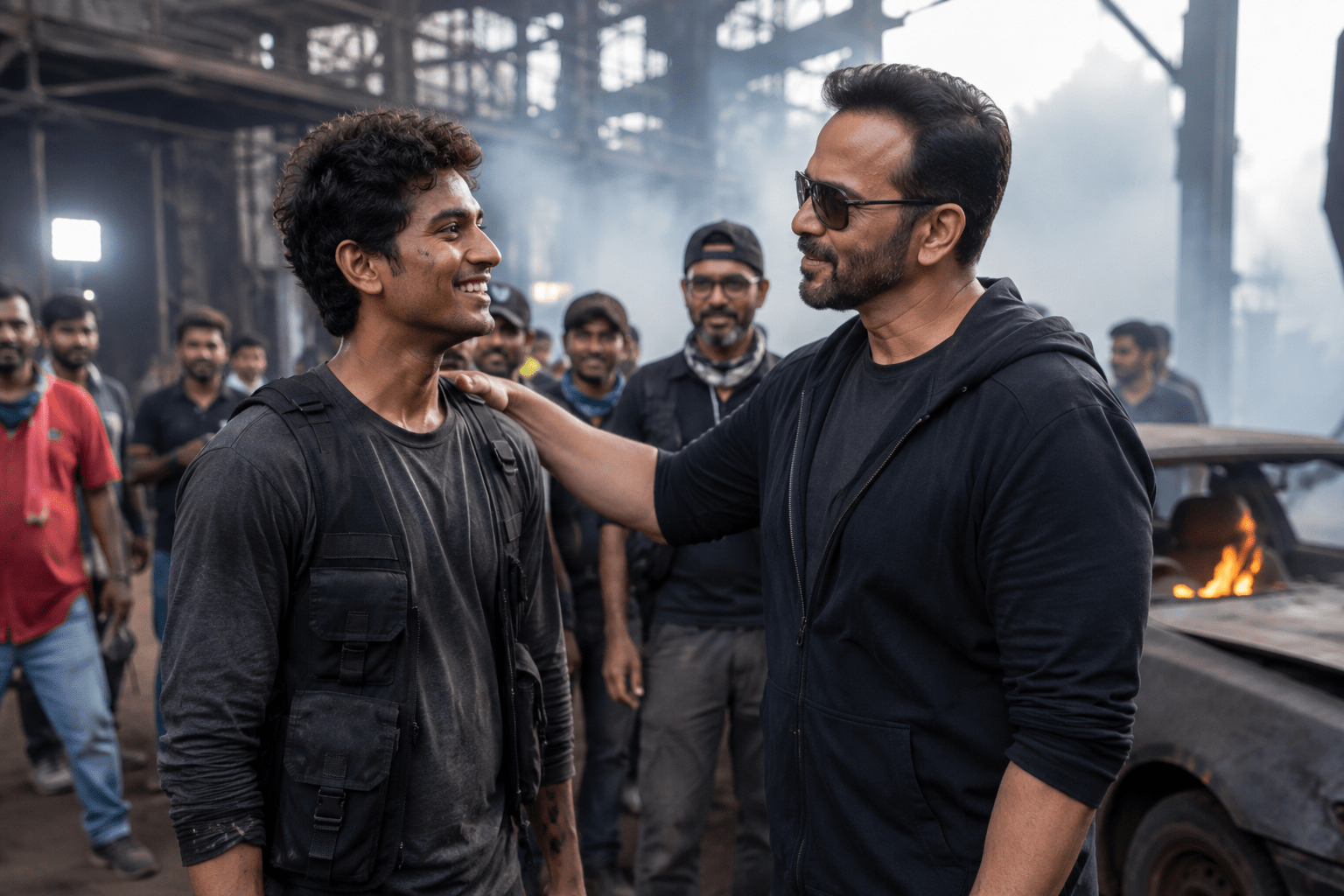Action King’s Surprise! Rohit Shetty Pulls Off Unexpected Visit to Chinmay Mandlekar's 'Governor' Movie Shoot in Mumbai During High-Octane Fire Sequence!