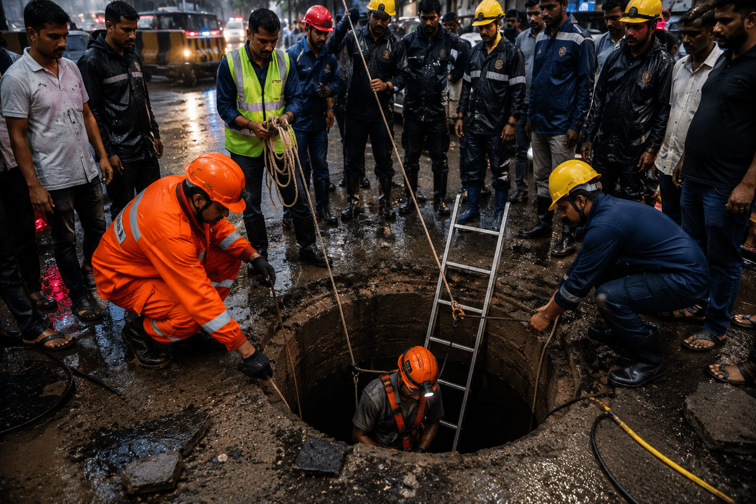 Tragedy in Mumbai: Man Falls into 25-Foot Deep Manhole in Sakinaka