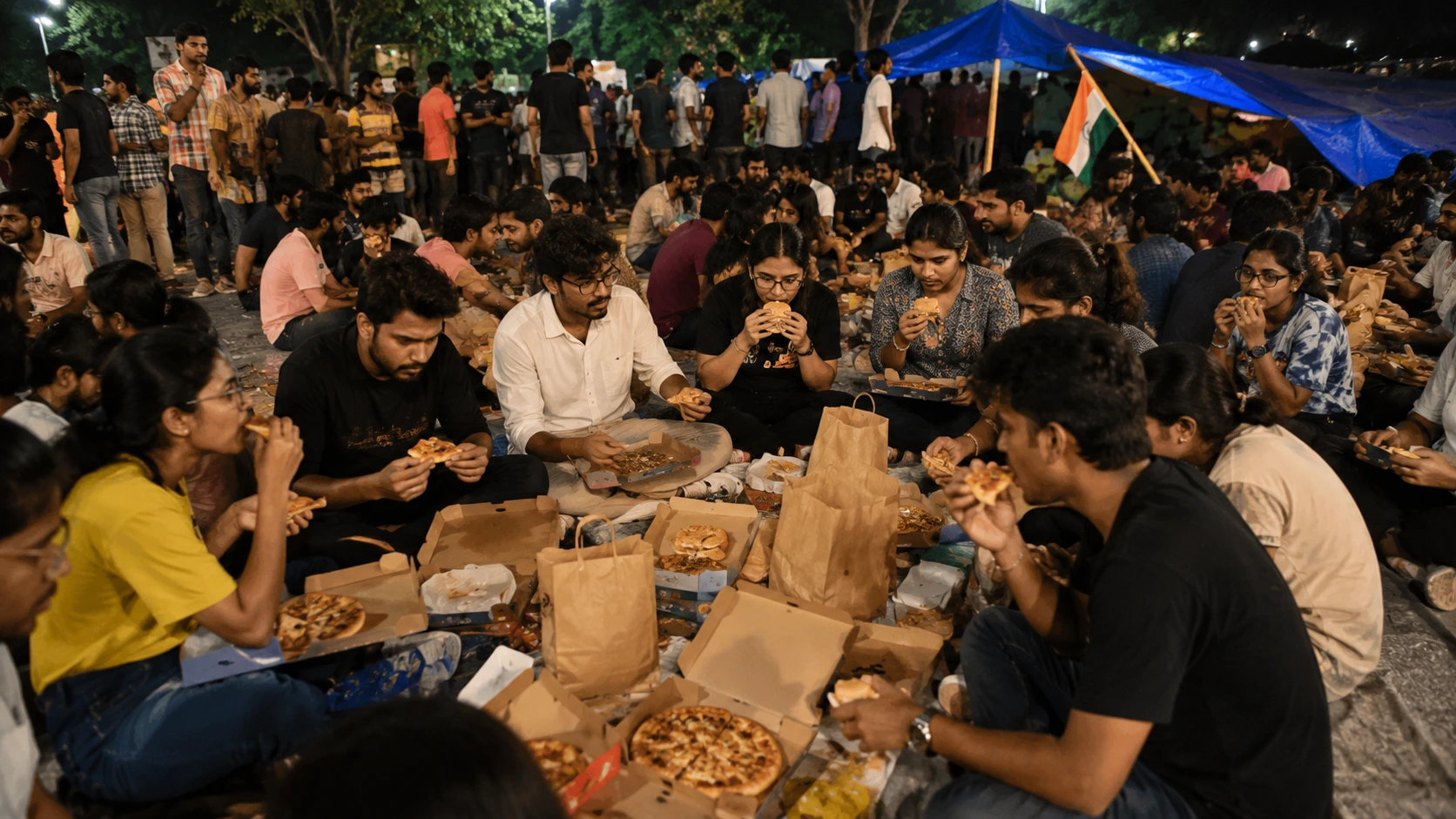 NEET Protest at Jantar Mantar: Supporters Across India and Abroad Send Pizzas, Burgers, and Food Orders to Feed Demanding Demonstrators