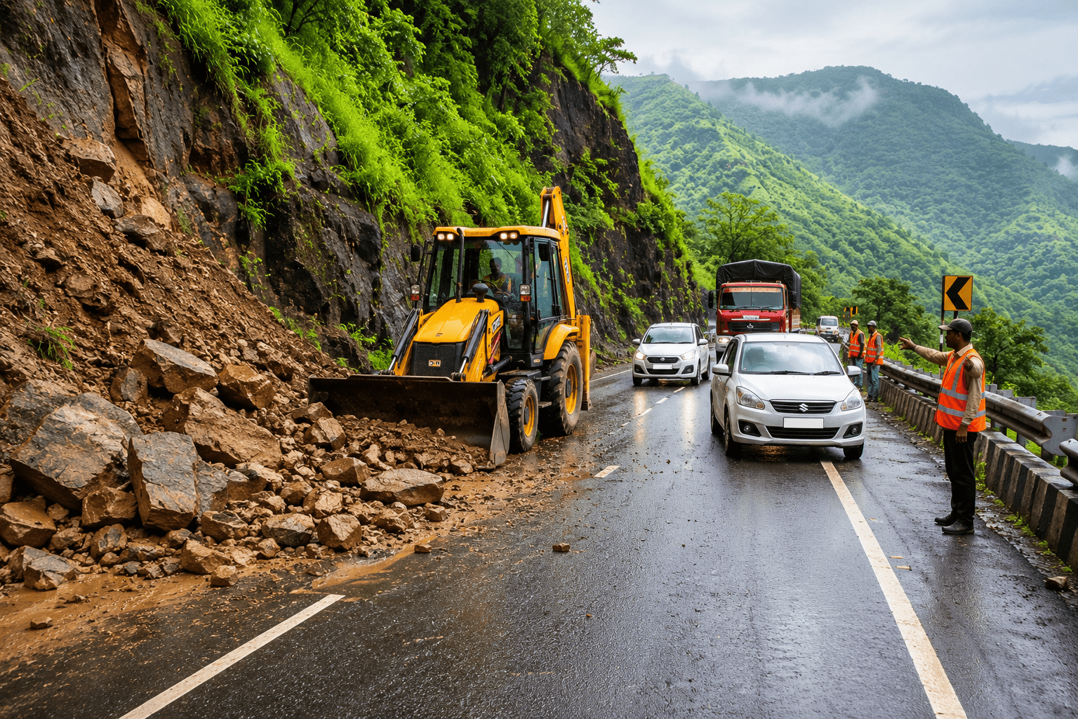Varandha Ghat Landslide: Road Reopened! Debris Cleared Near Shirgaon, Traffic Resumes on Bhor-Mahad Route.