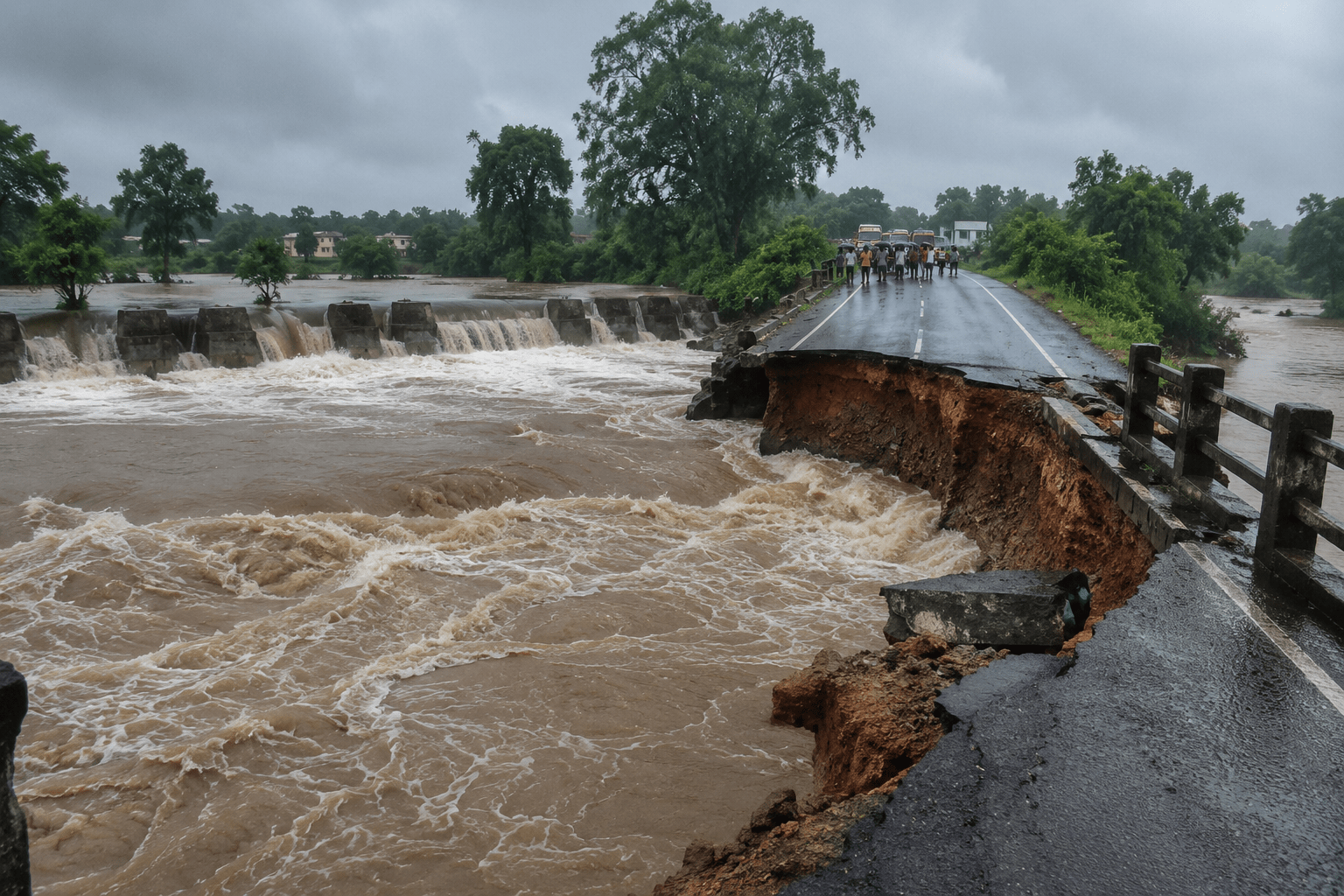 Heavy Rains Lash Kolhapur: Five Barrages Submerged, Traffic to Chandgad Diverted After Bridge Collapse!
