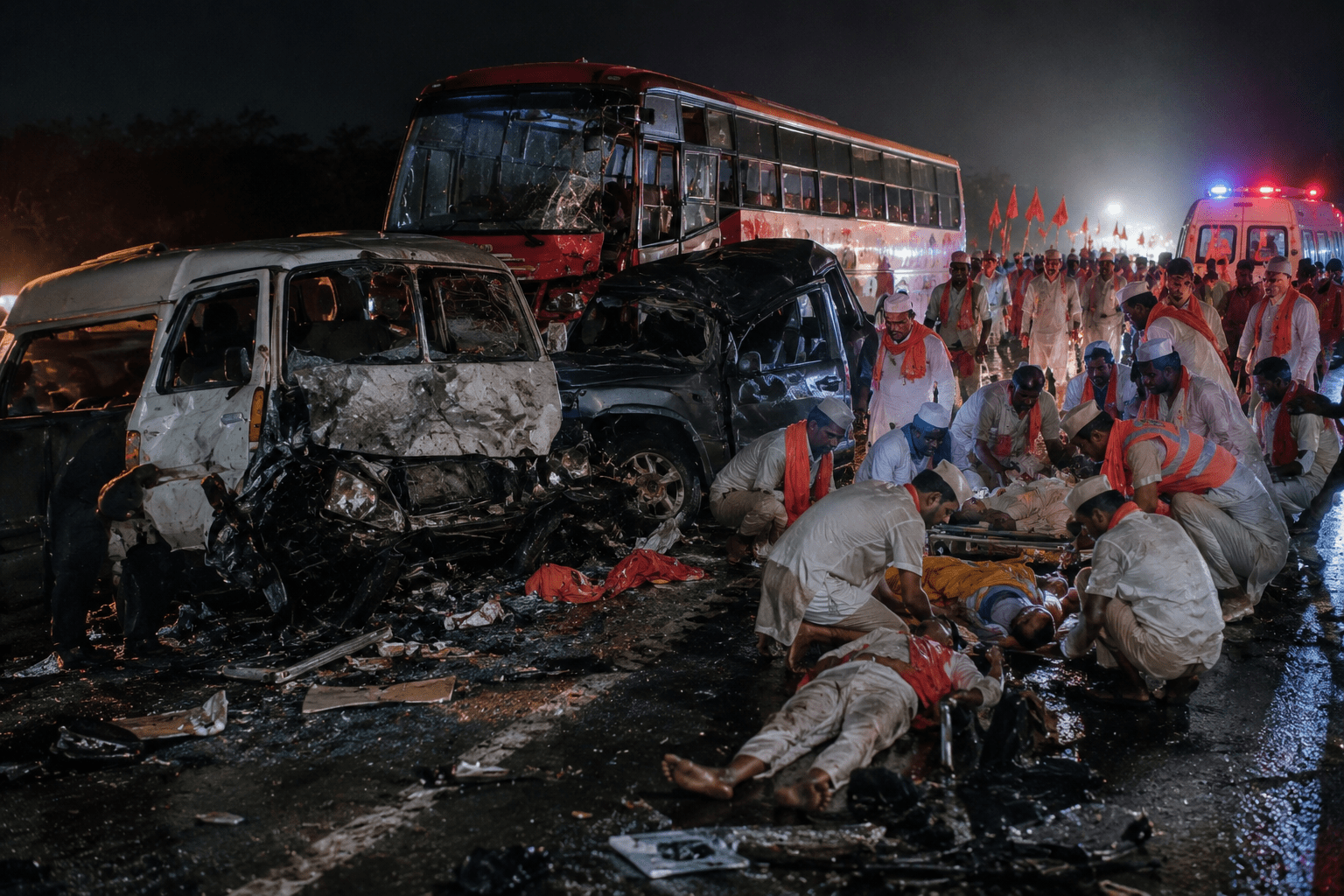 Tragic Accident in Beed: Three-Vehicle Collision Involving Warkari Dindi