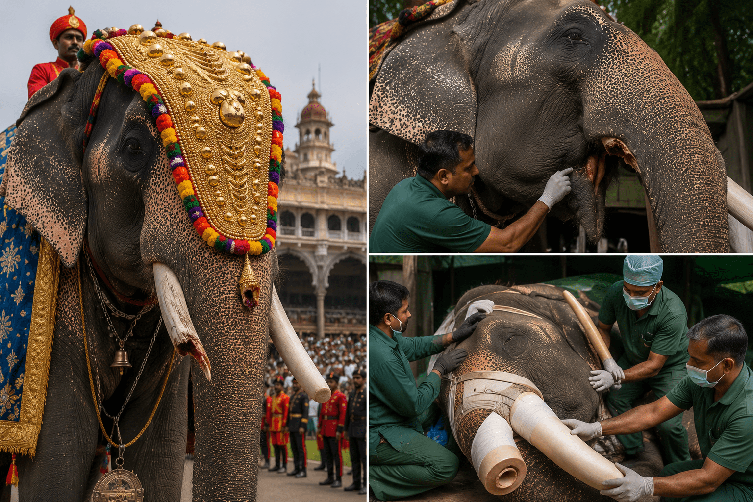 Mysuru Dasara Shock: Famous Howdah-Carrier Elephant Abhimanyu Breaks Left Tusk! Forest Department Begins Care!