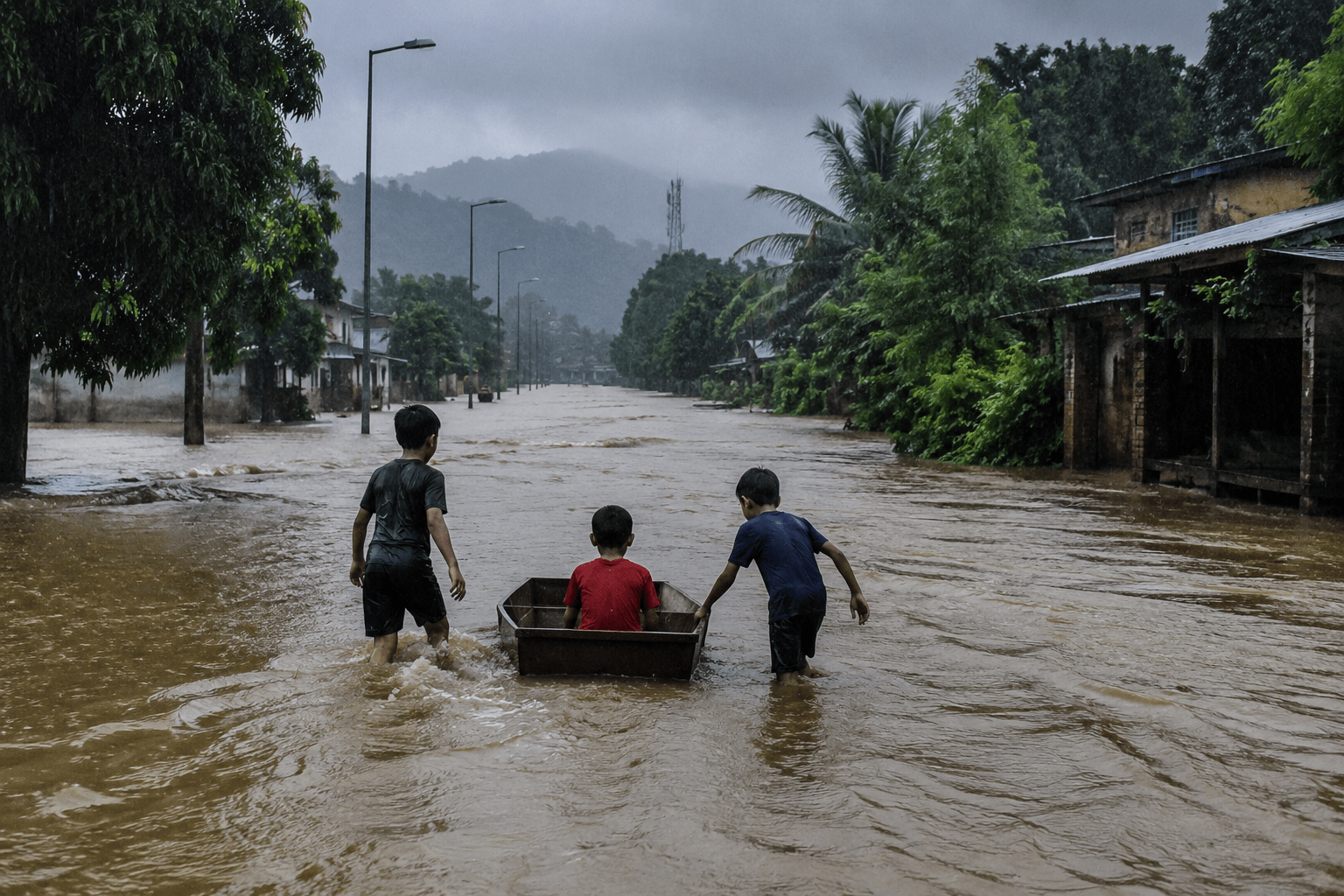 Panvel Taluka Rain Havoc: Waterlogged Submerged Roads Turn Into Swimming Pools; Little Children Turn To Boating!