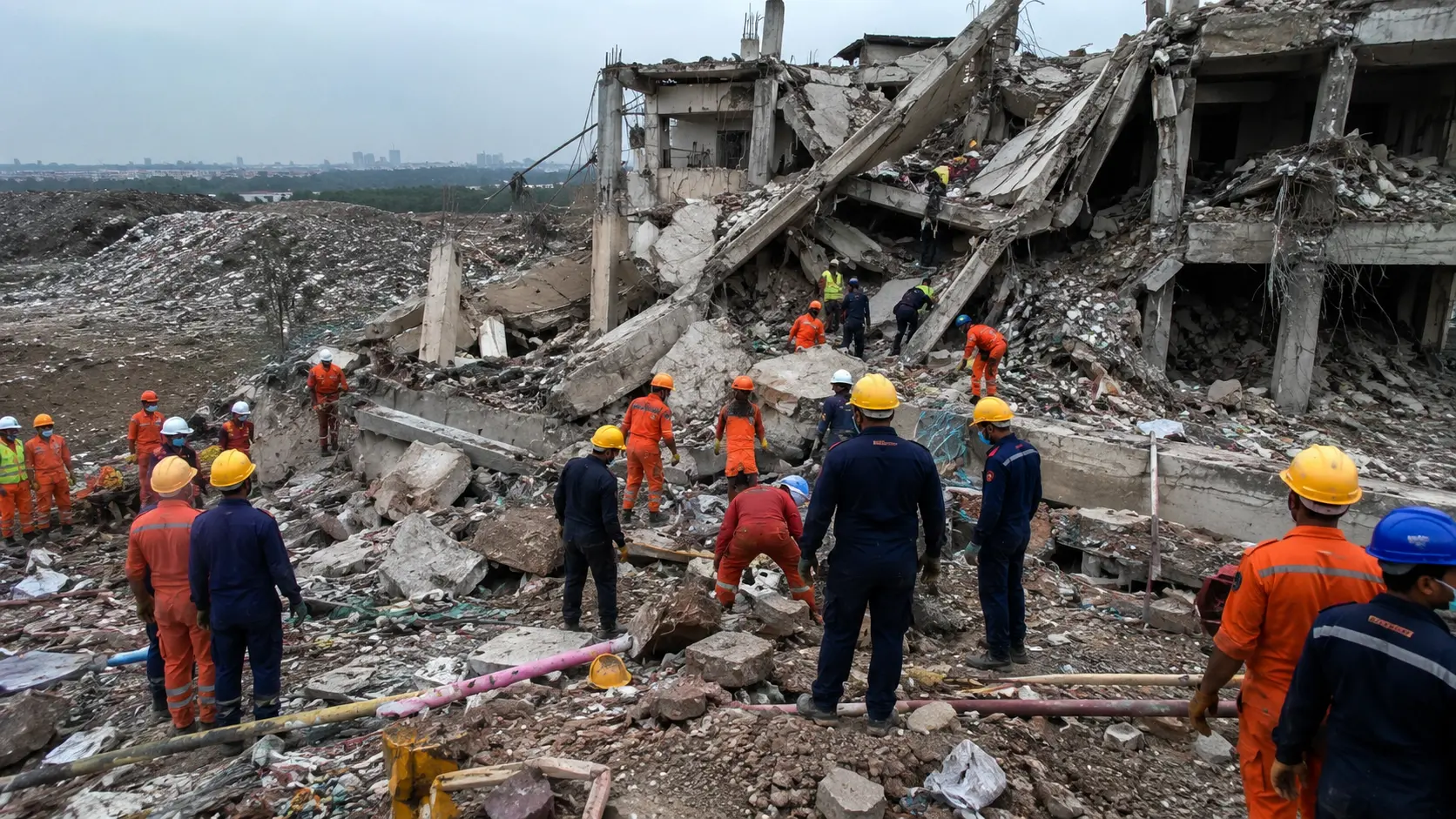 Tragedy in Moshi: Building Collapses Near Garbage Depot in Pimpri Chinchwad, 14 Feared Trapped