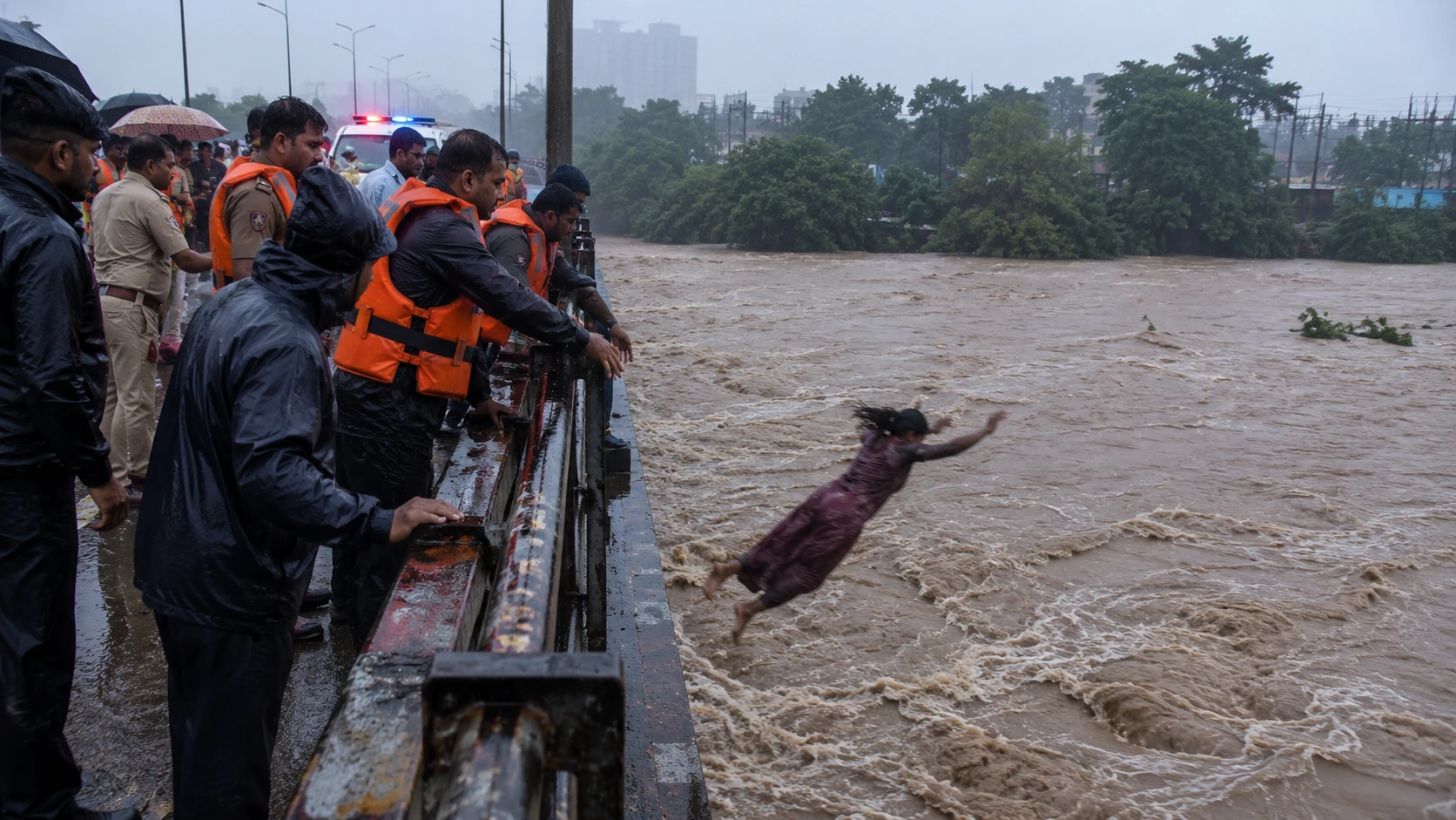 Badlapur Horror: Woman Jumps into Flooded Ulhas River; Disturbing Video Goes Viral as Search Operation Continues