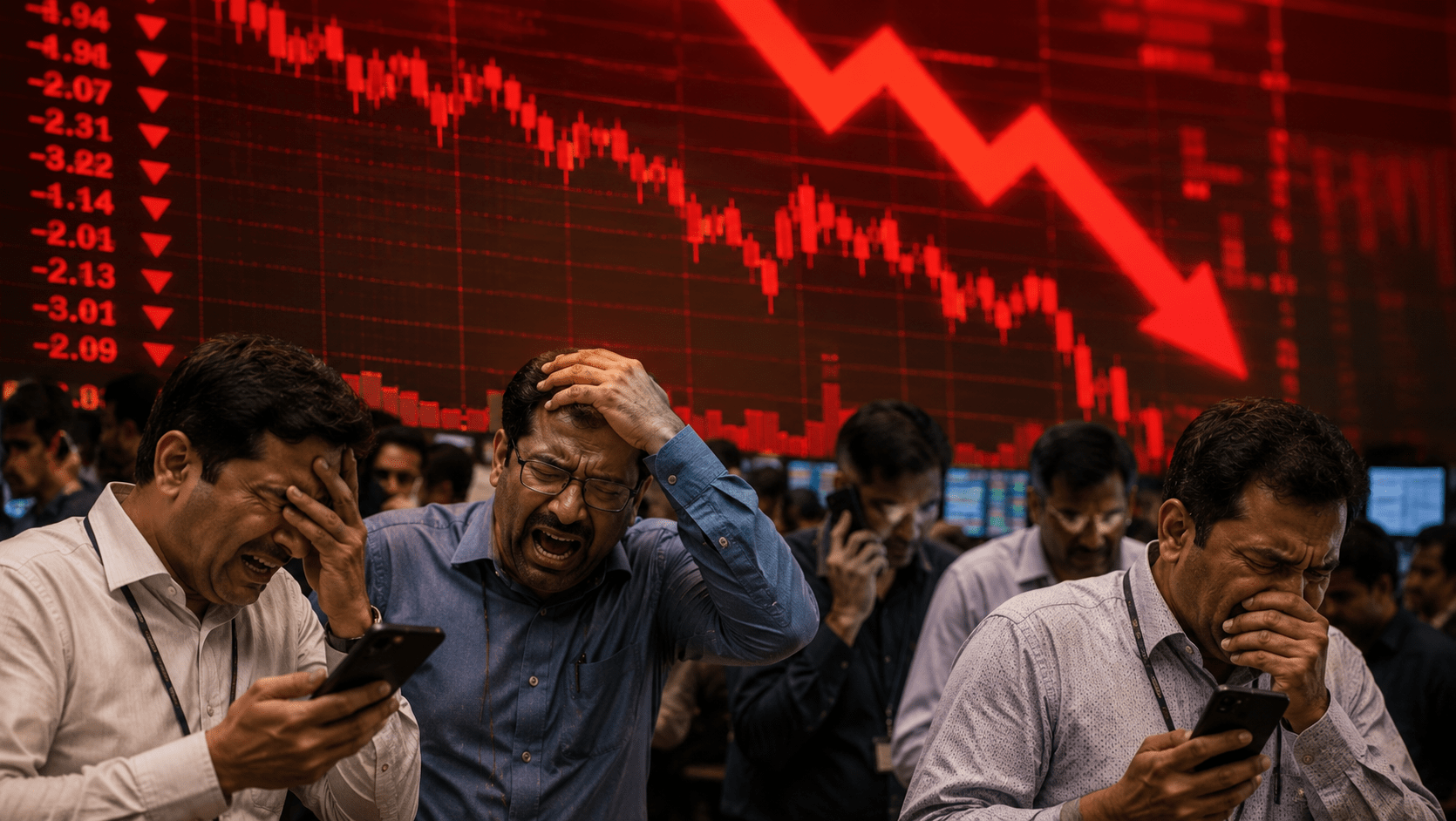 "Market Bloodbath: Sensex Crashes 1,677 Points as Trump Declares Iran Ceasefire 'Over'; Investors Lose ₹8 Lakh Crore"