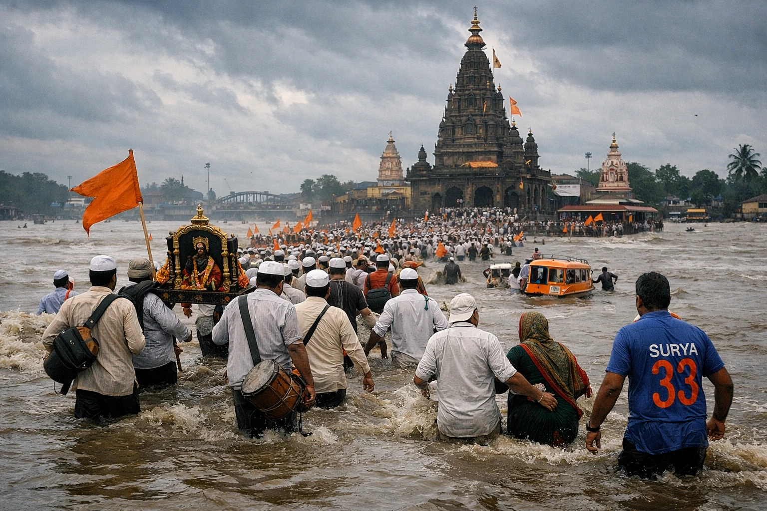Floods Fail to Deter Devotees: Thousands Stranded in Pandharpur, Yet Determined for Ashadhi Wari