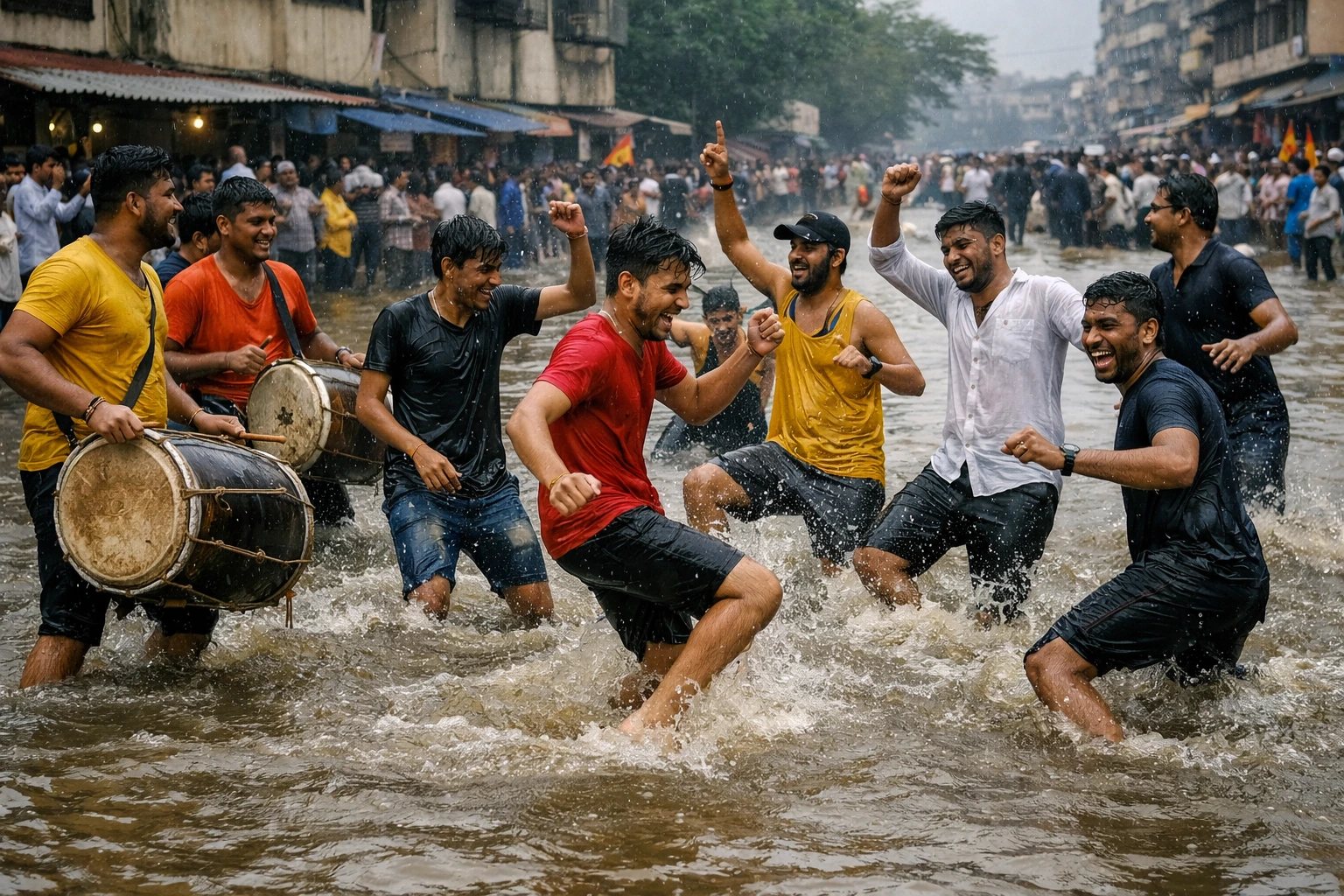 Disaster or Fun? Youths Dance to Dhol Beats in Nalasopara's Flooded Streets; Viral Video Sparks Debate
