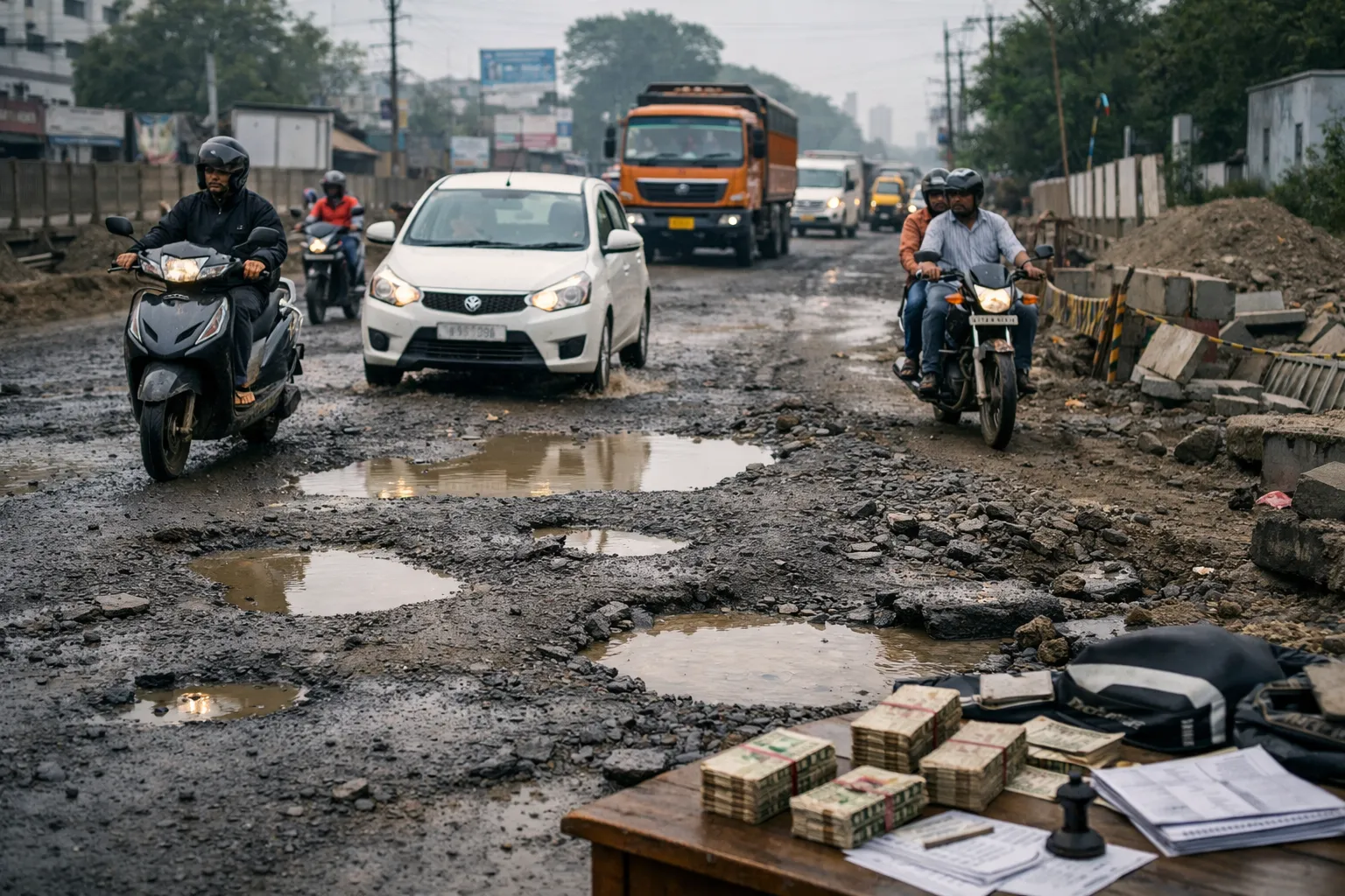 Commuters' Agony: Manjari Khurd-Kolwadi Road in Pune Turns into a Death Trap; Citizens Demand Immediate Repairs"