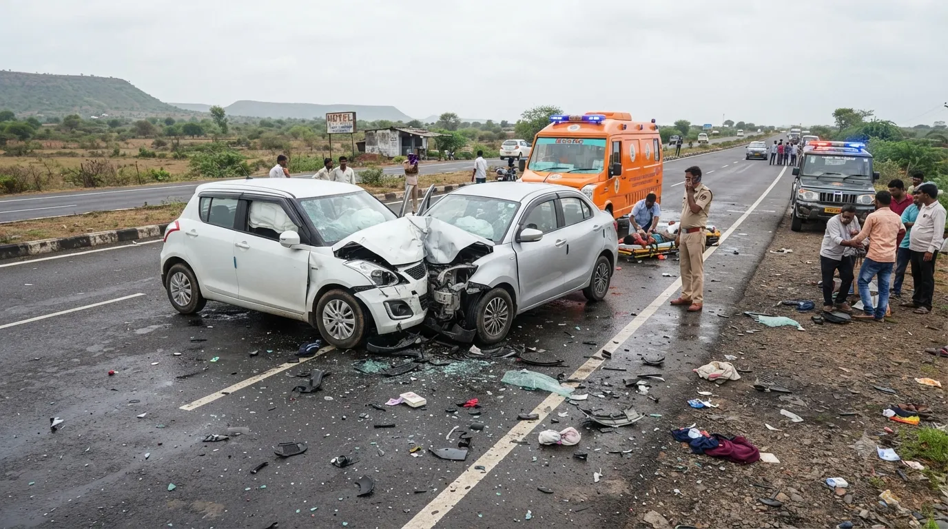 Fatal Collision Near Nagpur: Two Cars Collide in Khaparkheda; Driver Killed, Several Injured"