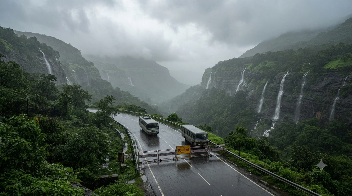 Heavy Rains Paralyze Konkan-Pune Connectivity: Tamhini and Ambenali Ghats Closed Amid Landslide Threats