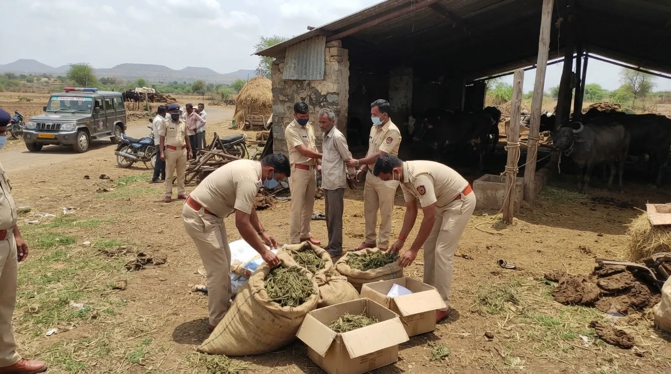 Solapur Rural Police Raid: ₹20 Lakh Worth of Ganja Seized from Cattle Shed in Ankoli; One Arrested
