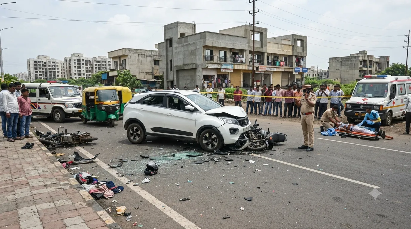 Horrific Accident in Navi Mumbai: Speeding Car Mows Down Pedestrians in Taloja; 2 Dead, 8 Injured