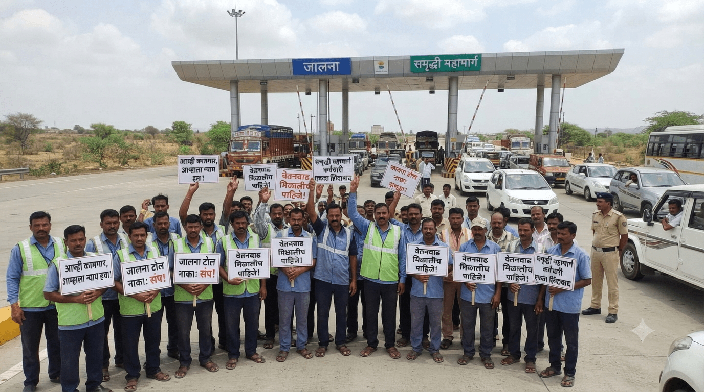 Samruddhi Expressway Toll Strike: Staff Demand Salary Hike, Operations Disrupted at Jalna Toll Plazas"