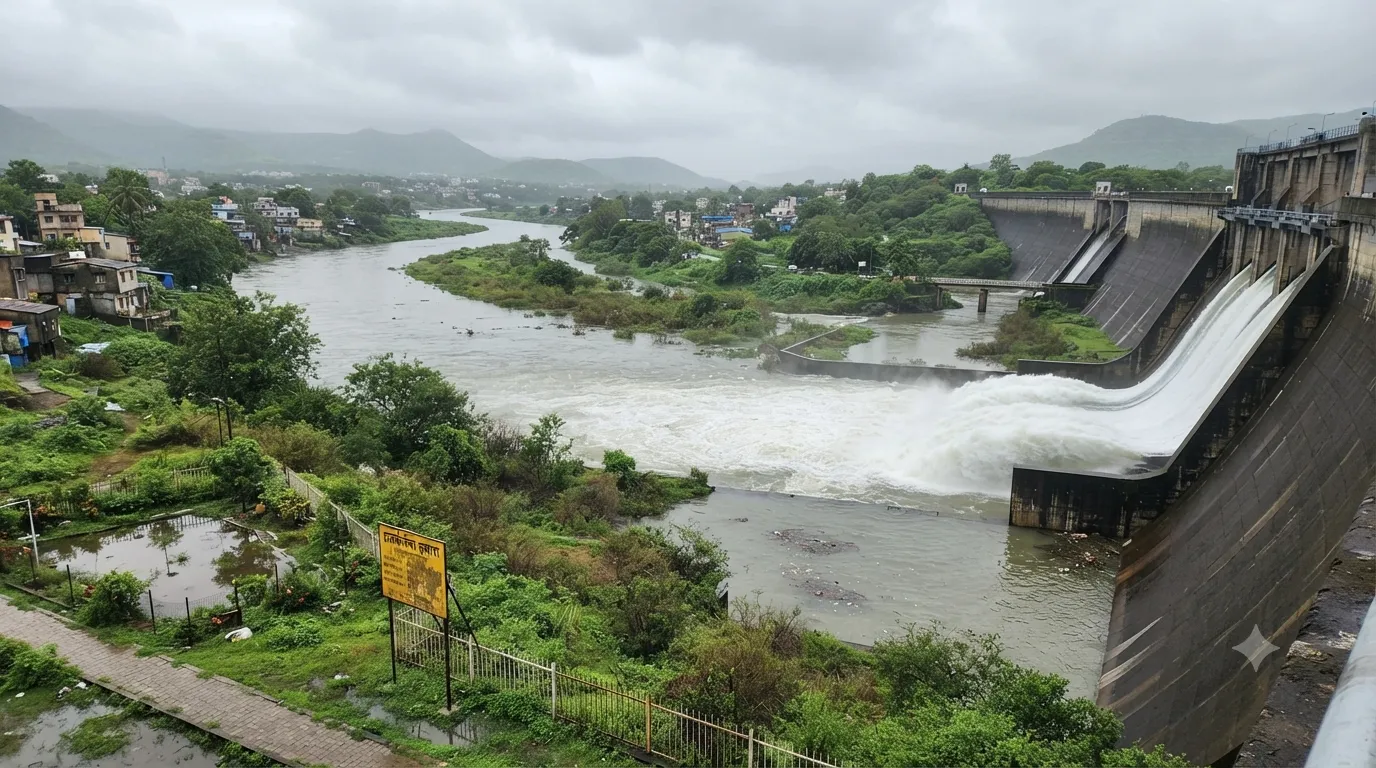 Khadakwasla Dam Water Discharge Reduced to 4,708 Cusecs as Inflow Decreases; Total Pune Dam Chain Reaches 78.49% Storage with Riverbank Alert