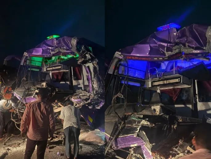 Speeding Luxury Bus Rams into Stationary Truck on Pune-Bengaluru