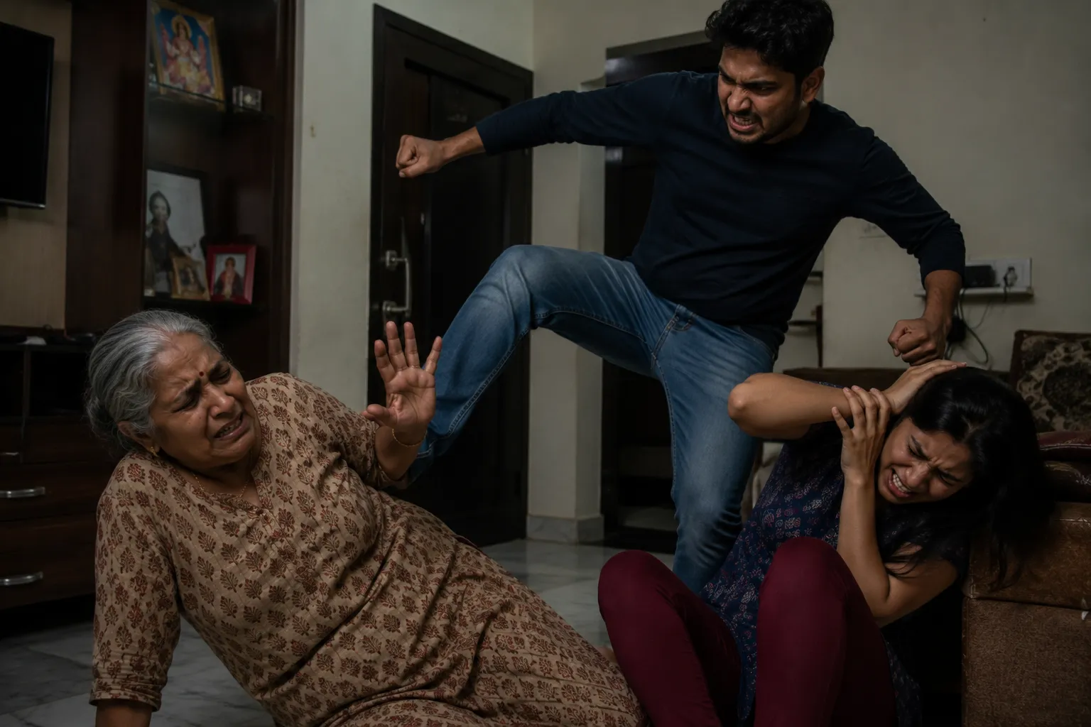 Man Arrested for Brutally Kicking Elderly Mother and Sister
