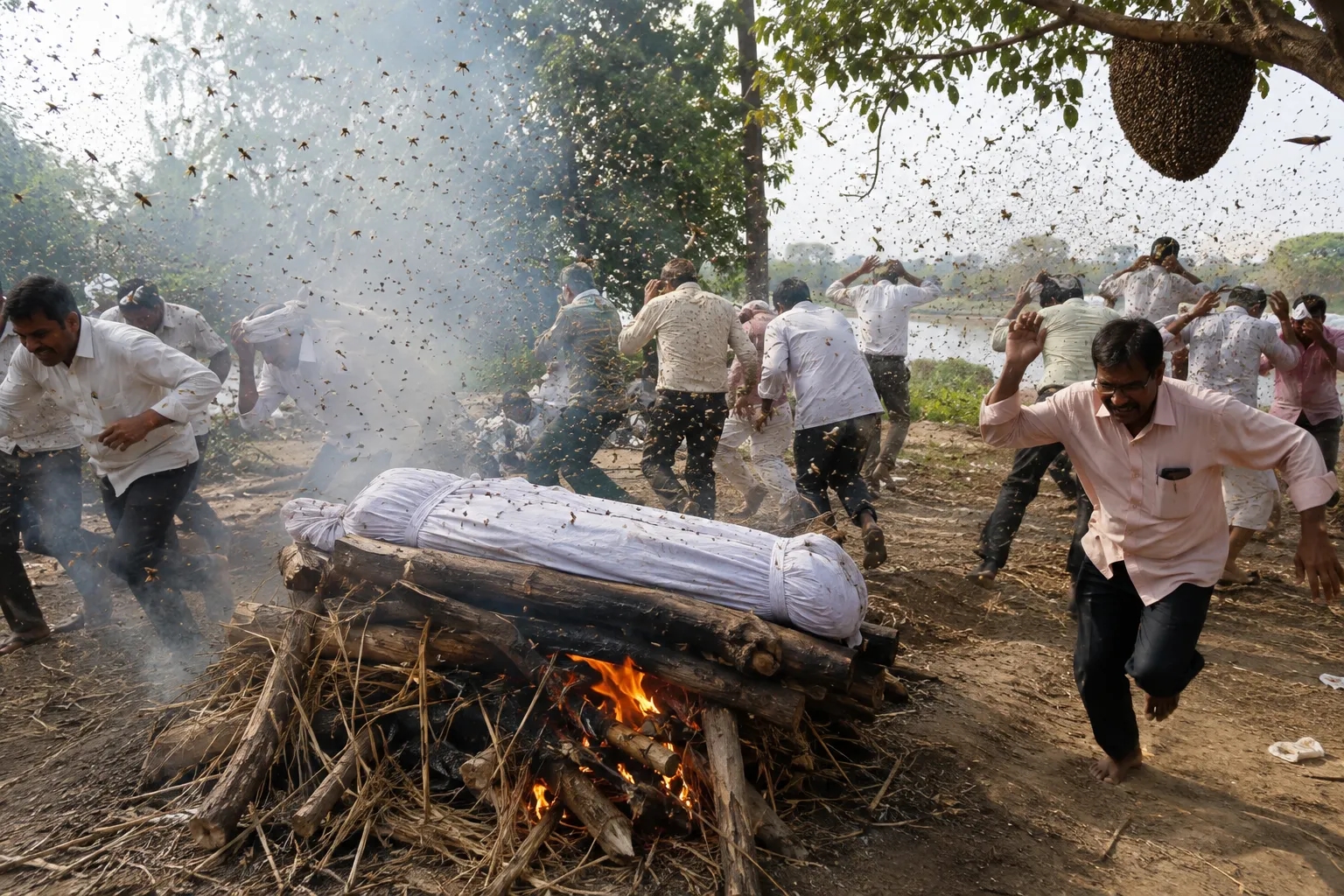 Villagers Flee and Leave Body Behind During Funeral