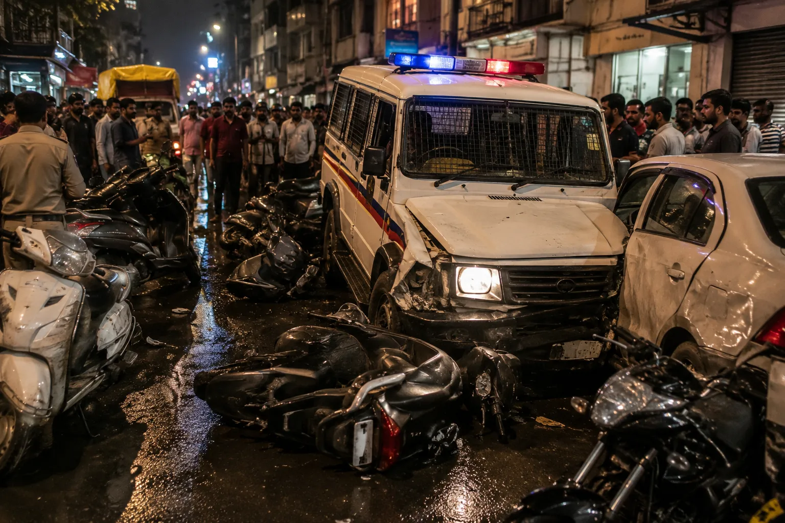 Pune Police Van Goes Berserk: Speeding Vehicle Smashes Multiple Cars