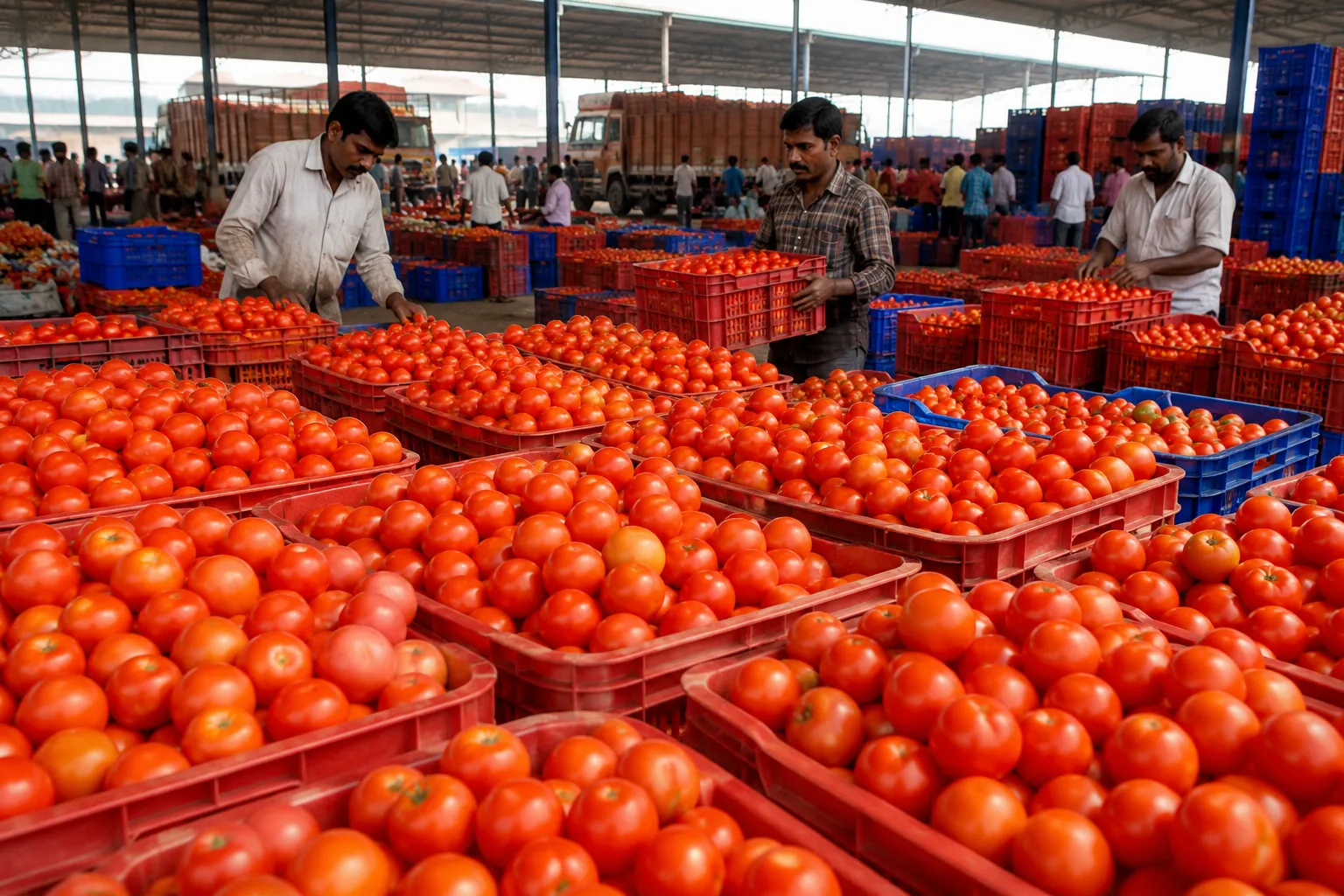 Red Gold Magic: Narayangaon Tomato Market Records Rs 137 Crore Turnover in Four Months, Bringing Major Prosperity to Farmers