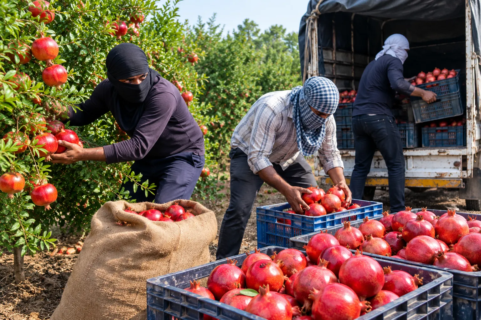 Shocking Incident in Kedgaon: 2,500 kg of Pomegranates Stolen from Orchard