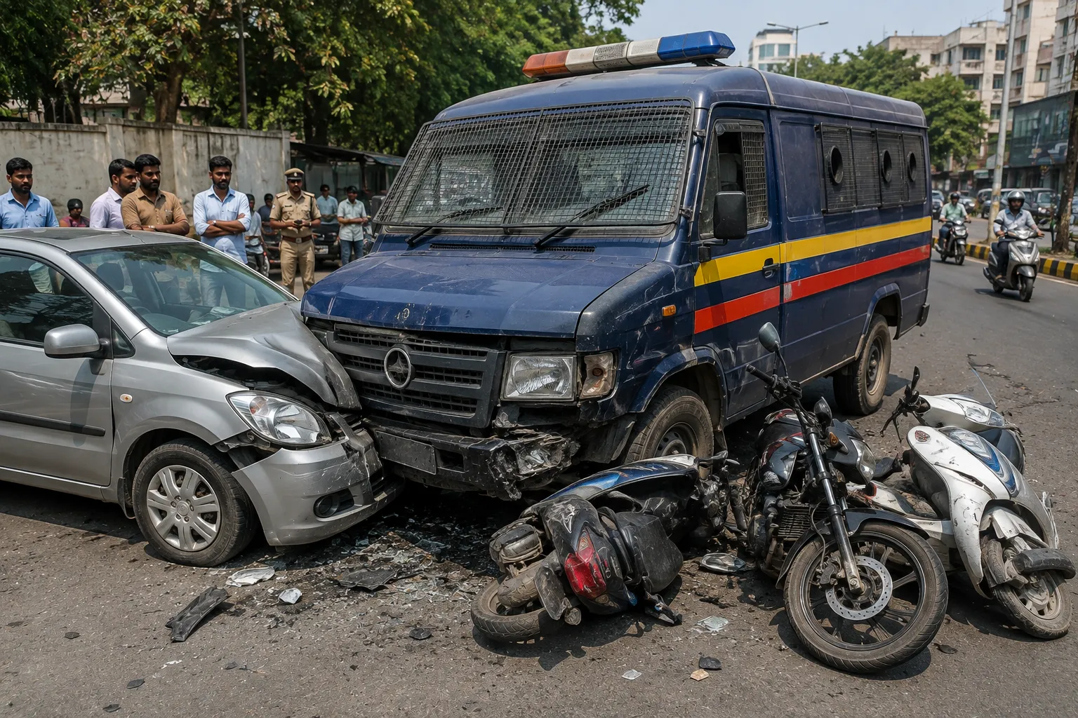Drunk Police Constable Rams Official Van into Multiple Vehicles in Pune: