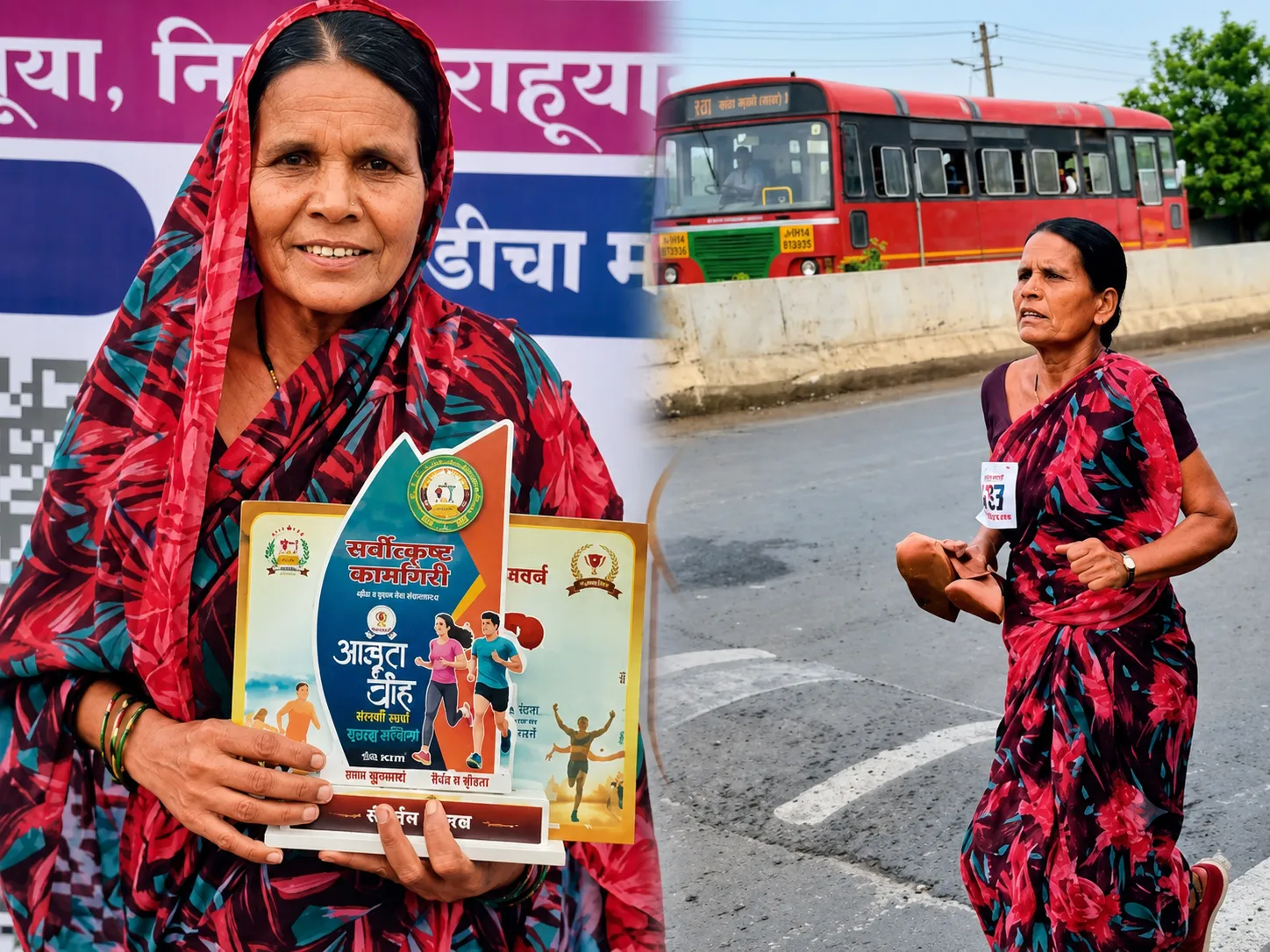 Mother Runs Barefoot in Saree for Daughters' Education, Wins Marathon in Ambajogai