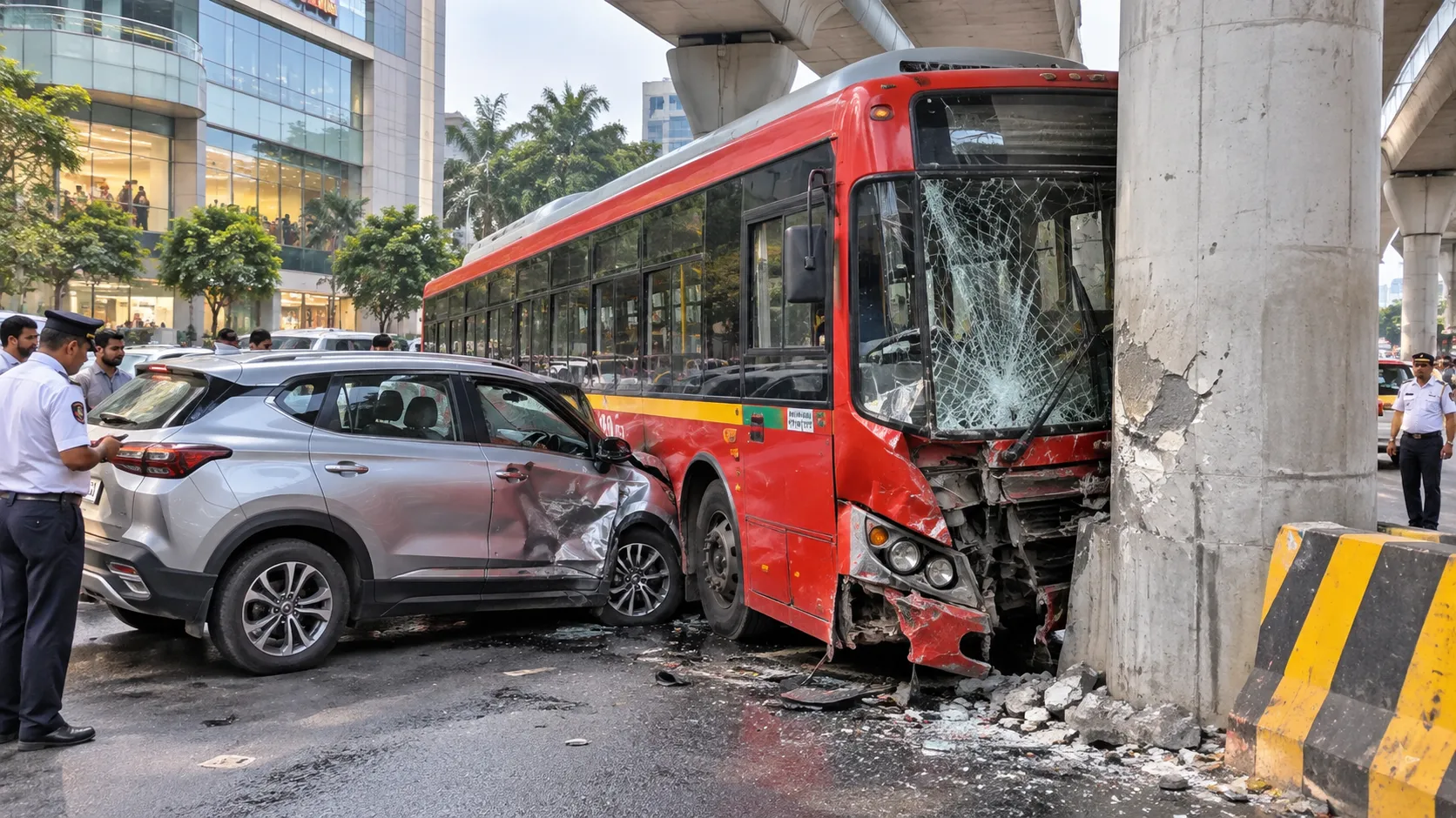 Horrific accident in Mumbai; Uncontrolled BEST bus grazes a car