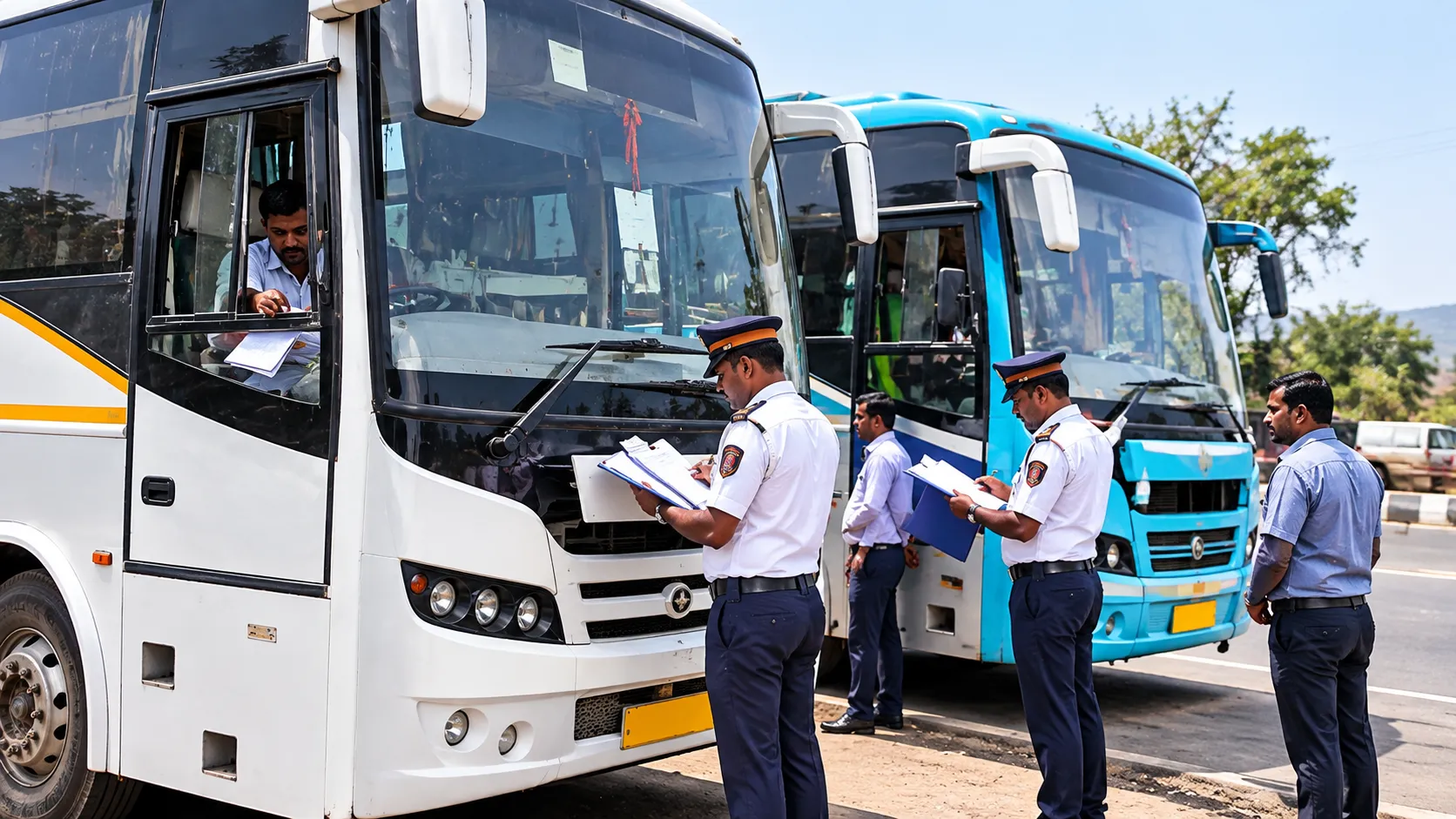 Crackdown on Illegal Transport: RTO Flying Squad Fines Two Private Buses