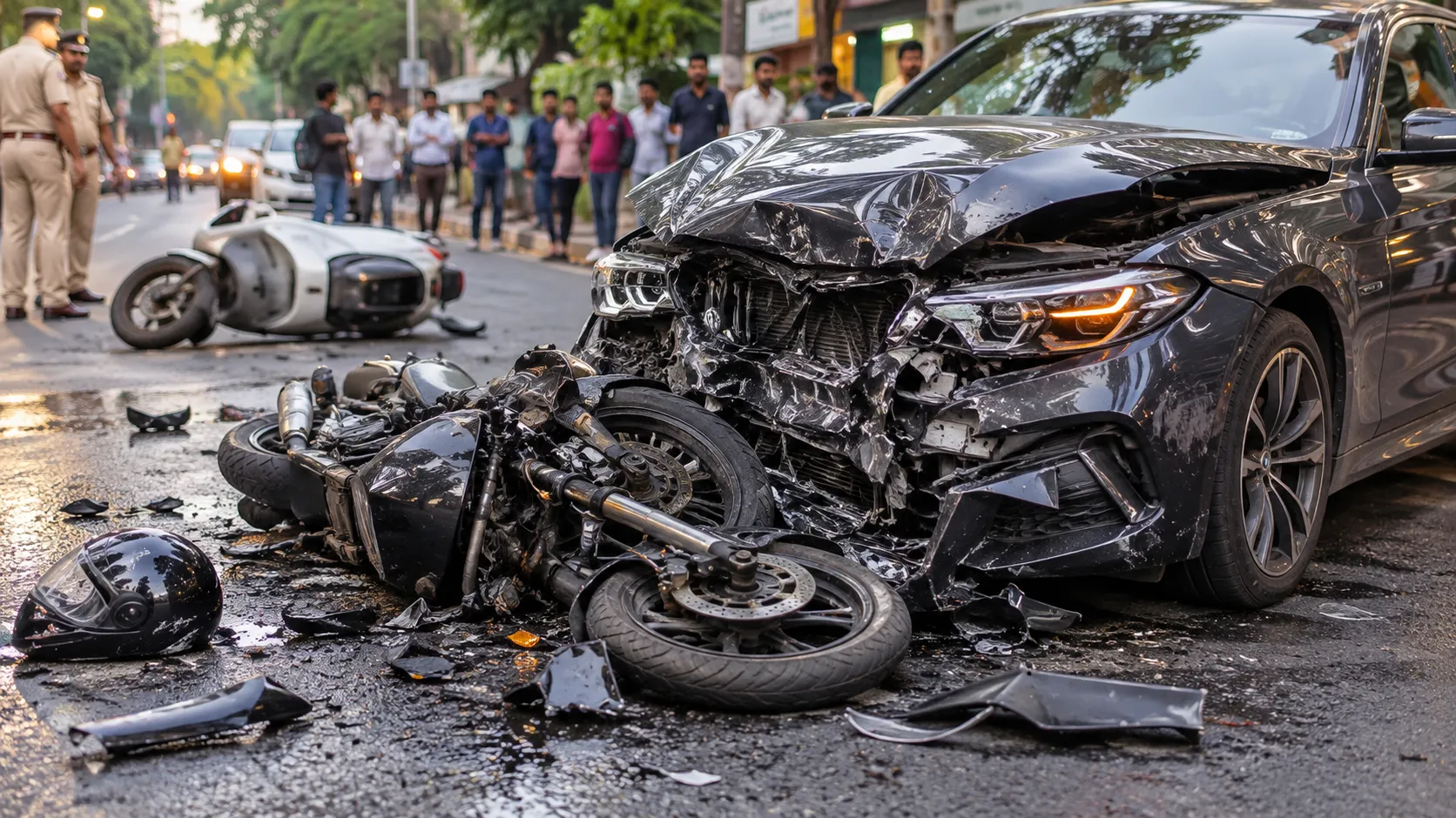 Horrific Accident in Mumbai Khar: Speeding Car Rams Into Two-Wheeler from Behind