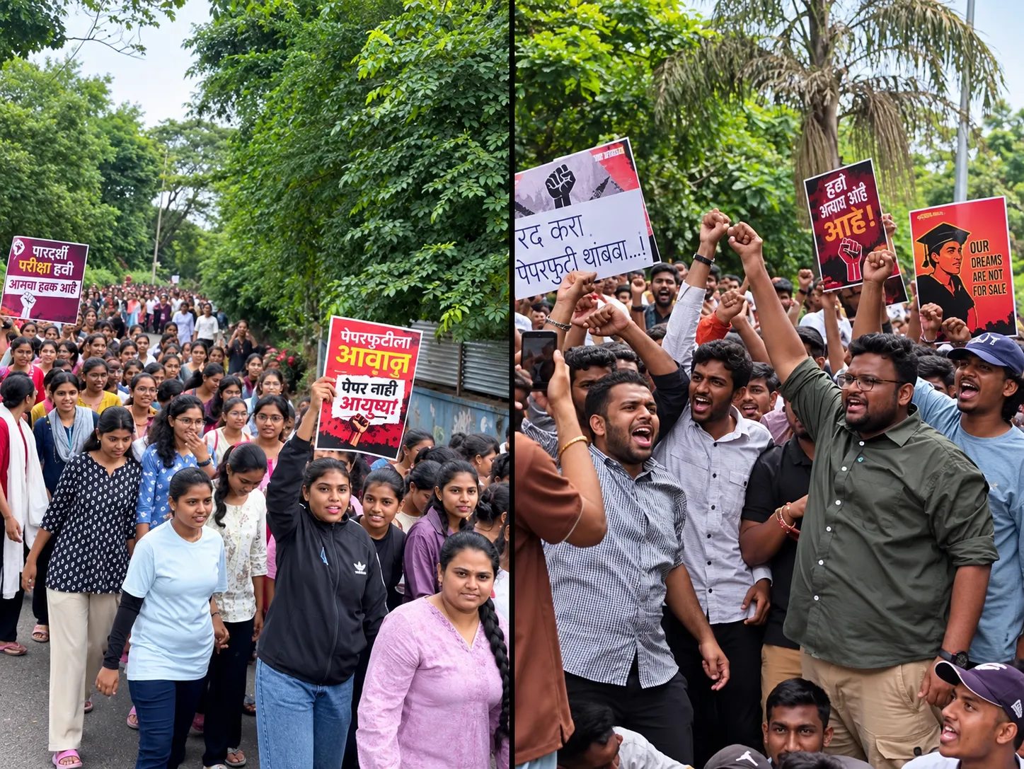 Youth Angered by Paper Leak: Hundreds of Students Stage Massive Protest Against MPSC