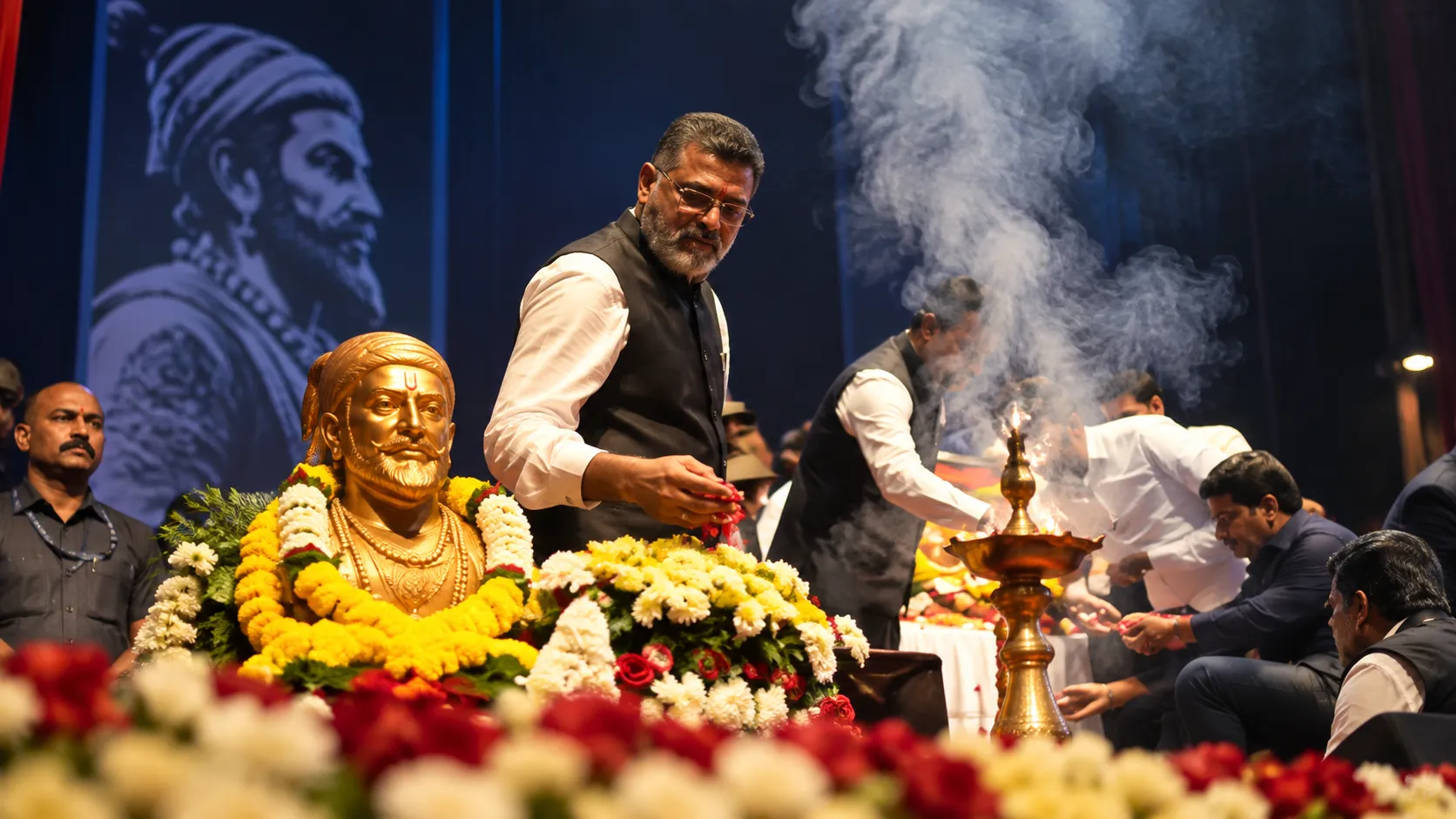 Drama on Stage in Thane: Ceremonial Lamp Catches Fire While Eknath Shinde is Speaking