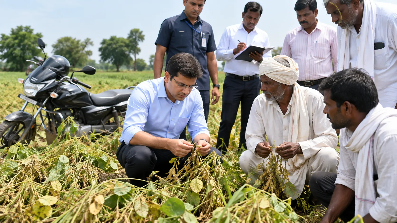 Nanded Collector Rahul Kardile Inspects Crops on Motorcycle in Naigaon's Takbeed;