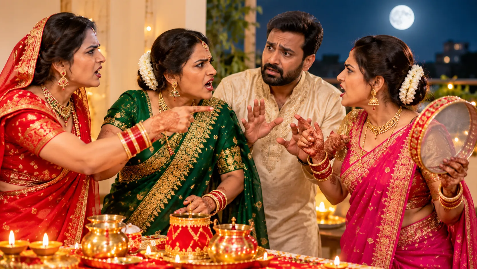 Three Wives, One Husband: High-Voltage Karva Chauth Drama in Kanpur