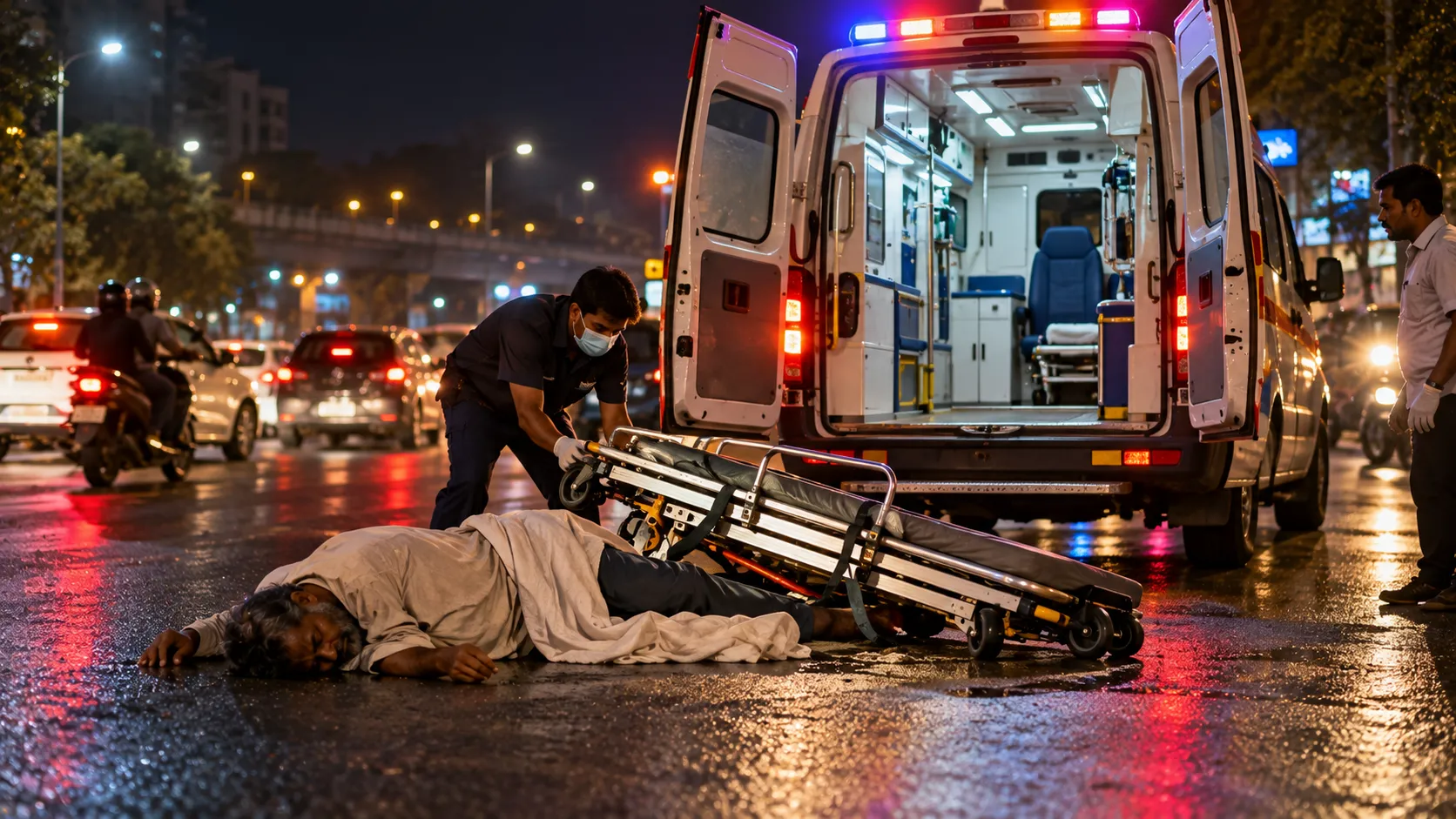 Shocking Incident in Pune: Homeless Patient Falls Out of Moving Ambulance